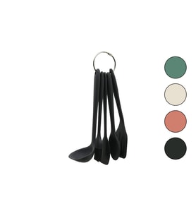 5PCS MİNİ=20-21CM RENKLİ SİLİKON MUTFAK SERVİS SETİ KAŞIK - KEPÇE - YAN - DELİKLİ SPATULA - Y.FIRÇASI (4767)