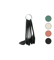 5PCS MİNİ=20-21CM RENKLİ SİLİKON MUTFAK SERVİS SETİ KAŞIK - KEPÇE - YAN - DELİKLİ SPATULA - Y.FIRÇASI (4767)