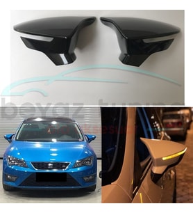 Seat Leon Mk3 Yarasa Ayna Kapağı Batman Parlak Siyah Piano Black
