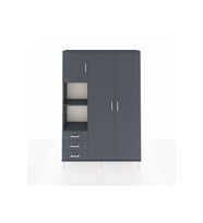 Arges Gardrop 6 Raflı 3 Çekmeceli Tek Askılı 132x30x195 Antrasit-Antrasit