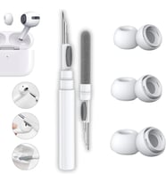 Pro ve Pro 2.Nesil Uyumlu Anc Delikli Silikon Kulaklık Uçları (S,M,L) ve 3'ü 1 Arada Bluetooth Kulaklık Temizleme Kalemi Seti (Beyaz)