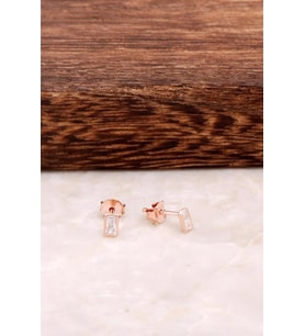 Baget Tasarım Rose Mini Gümüş Küpe 4585
