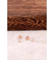 Baget Tasarım Rose Mini Gümüş Küpe 4585