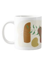 Abstract Botanical Line Art Temalı Porselen Kupa Bardak (Yeşil)