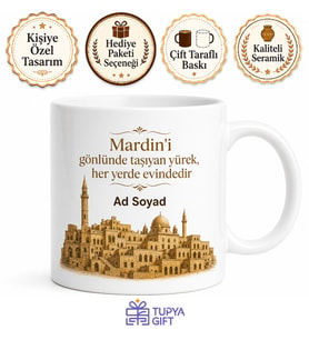 Mardinli Hemşehriye Özel İsimli Baskılı Kupa Bardak Mardin Hediye