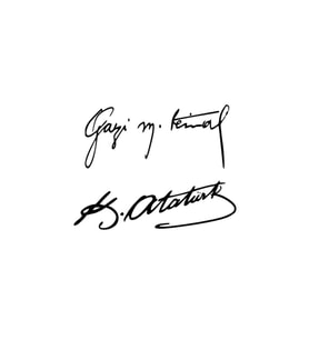 Gazi M.Kemal-K.Atatürk İmza Sticker İkili Imza 25*11 Cm