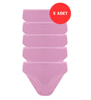 5'li Ekonomik Paket Kadın Fitilli Slip Külot 5 Renk Seçeneği (Pembe)