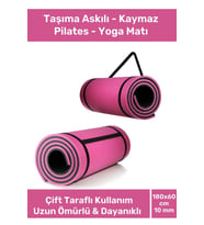 Taşıma Askılı Konfor Modeli Çift Taraflı Kaymaz Yoga Meditasyon Minderi Pembe Siyah Mat