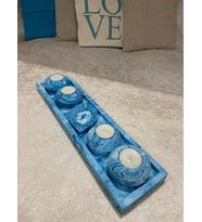 5'li Beton Tabaklı Mumluk Set,dekoratif Mumluk,hediyelik Eşya,mumlar Dahildir.