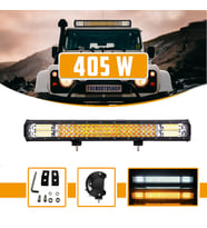 Off Road 3 Sıra 405W Çift Çakar Modlu Led Lamba Beyaz Ve Turuncu Flaşlı 81 cm 3030 Cree Led