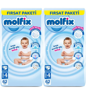 Molfix Bebek Bezi Beden:4 (7-14KG) Maxi 124 Adet Ekonomik Fırsat Pk