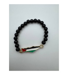 Filistin Haritası (Kudüs Palestine) Figürlü Siyah Boncuklu Unisex Bileklik – Anlamlı Tasarım