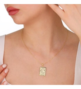 Kişiye Özel 925 Ayar Gümüş Tasarım The Moon Tarot Kolye Sevgiliye Doğum Günü Hediye Takı (Gold)