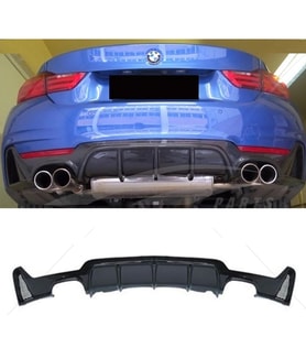 Bmw F32 4 Serisi M Performance Difüzör Piona Black 2014 ve üzeri Sağ Sol Çift Egzoz Çıkışlı