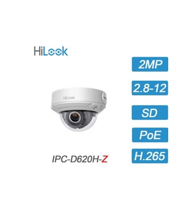 HILOOK IPC-D620H-Z 2Mpix, 2,8-12mm Motorize Lens, H265+,30Mt Gece Görüşü, PoE, IP67, IK10, Dome IP Kamera