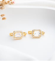 925 Ayar Gümüş Rodyum Kaplama Baget Taşlı Gold Küpe