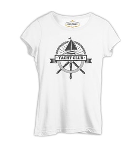Yat Kulübü - Dümen Beyaz Kadın Tshirt