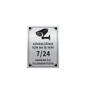 Güvenliğiniz İçin Bu İşyeri 7 24 Kamera İle İzlenmektedir Levha Gümüş Metal Yönlendirme