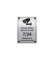 Güvenliğiniz İçin Bu İşyeri 7 24 Kamera İle İzlenmektedir Levha Gümüş Metal Yönlendirme