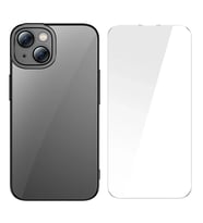 Baseus Glitter iPhone 14 Plus 6.7 Renkli Kenar Silikon Kılıf + Tempered Ekran Koruyucu Set-(5775)