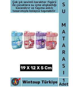 #SuMatarası Ofis Okul Spor Çocuk Su İçme Şık Sevimli Figür Çift Bölmeli Pipetli Askılı Su Matarası
