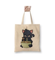 Kawaii Cat Ramen Anime Kitty Kedi Beyaz Bez Çanta Uzun Saplı Alışveriş Çantası Plaj Çantası