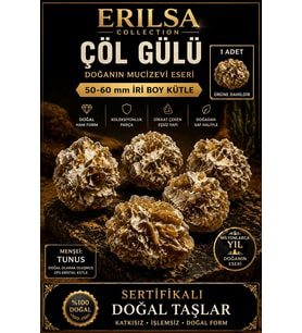 Sertifikalı Küre Çöl Gülü Taşı Kütle - 50-70 mm İri Boy Doğal Jips Kristal Toplu (Çok Renkli)