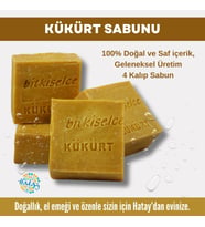 Bitkiselce Saf ve doğal içeriklerle Kükürt Sabunu  450 gr (4 Kalıp)