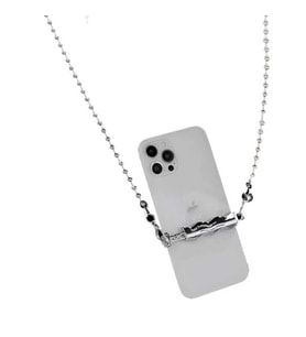 Cep Telefonu Boyun Askısı Kıskaçlı Metal Zincir İP03 (Gümüş)