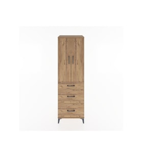 Hyperion Dolap 3 Raflı 3 Çekmeceli 2 Kapaklı 60x44x195 Çam-Çam