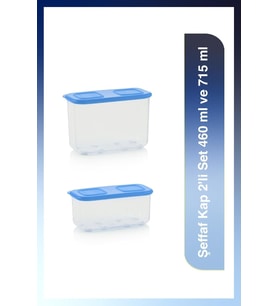 Tupperware Şeffaf Buzdolabı Saklama Kabı 2'Li Set 460Ml Ve 715 Ml