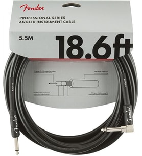 Fender 0990820019 Professional Enstrüman Kablosu (5.5m - Siyah Açılı) 5.5 Metre Uzunluk ve Açılı Uç ile Sahne Hareket Özgürlüğü