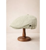 Stonewash Flat Cap Şapka – Ayarlanabilir Tokalı Newsboy Cap - Soft Sage (Bej)