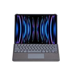 Apple T5509d iPad Pro 12.9 (2022) Kılıf Palermo Ledli Klavyeli Standlı Tablet Kılıfı - Siyah