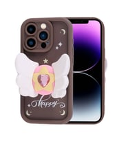 Lexroo iPhone 14 Pro Max Kılıf Kamera Korumalı Figür Tasarımlı Kapya Kılıf - Koyu Kahve