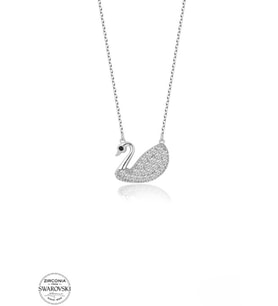 SWAROVSKİ TAŞLI  ZİRCONİA KUĞU 925 AYAR GÜMÜŞ KOLYE