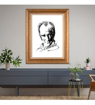 Altın Paspartulu Atatürk  Çerçeveli Tablo C21 (Gold)