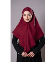 Bordo Pratik Hazır Geçmeli Tesettür Eşarp Pamuk Caz Kumaş Düz Hijab 2306_16