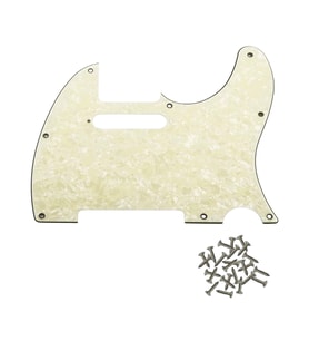 Telecaster Uyumlu Elektro Gitar Pickguard 8 Delikli Beyaz Krem Desenli