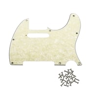 Telecaster Uyumlu Elektro Gitar Pickguard 8 Delikli Beyaz Krem Desenli
