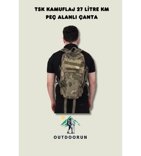 TSK Kamuflaj 27 Litre Km Peç Alanlı Tactical Çanta