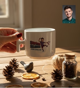 Kişiye Özel Karikatürlü Bordo Mavi Taraftar T Kupa Doğum Günü Hediyesi