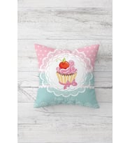 Vintage Cupcake Çift Tarafı Baskılı Gizli Fermuarlı Yastık Kılıfı Kırlent Koltuk Yastık Kılıfı (Mavi)