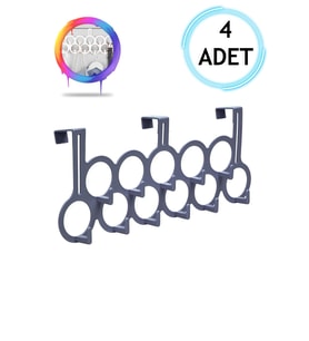 4 Adet Gri Gondol Kapı Arkası Askılık - Çok Amaçlı Kapı Arkası Askılığı