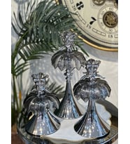 3 Lü Ayaklı Mumluk & Şamdan Etek Gül (Füme-Gri)
