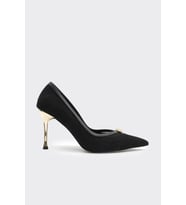 Topuklu Metal Aksesuarlı Kadın Stiletto (Siyah)