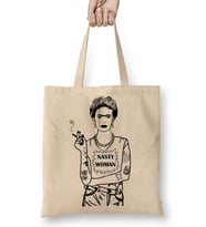 Frida Kahlo 3 Bez Çanta Uzun Saplı