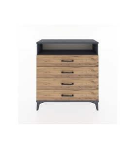 Arges Şifonyer Tek Raflı 4 Çekmeceli 88x30x96 Antrasit-Çam