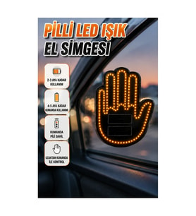 Uzaktan Kumandalı Pilli LED El Simgesi – Araç Camı İçin