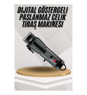 Mey İthalat® Dijital Profesyonel Kablosuz Saç Sakal Tıraş Makinası Sessiz Paslanmaz Çelik